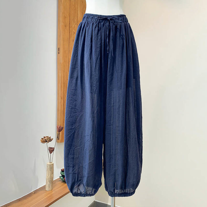 Buddha Stonesサマー 無地 リネン ドローストリング パンツ ポケット付き - image 11