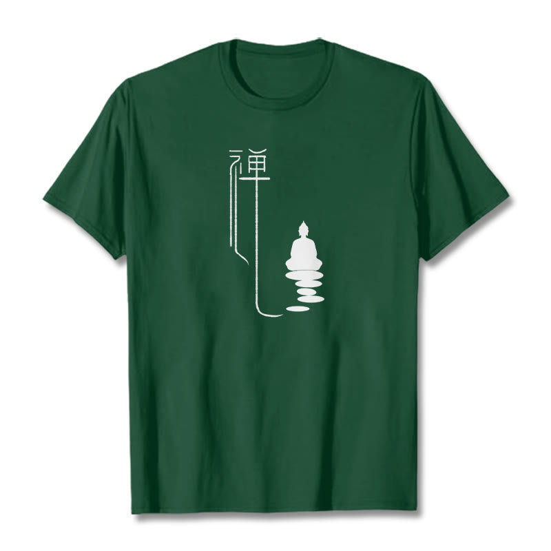 Buddha Stones禅仏Tシャツ - フォレストグリーン - 2XL - image 3