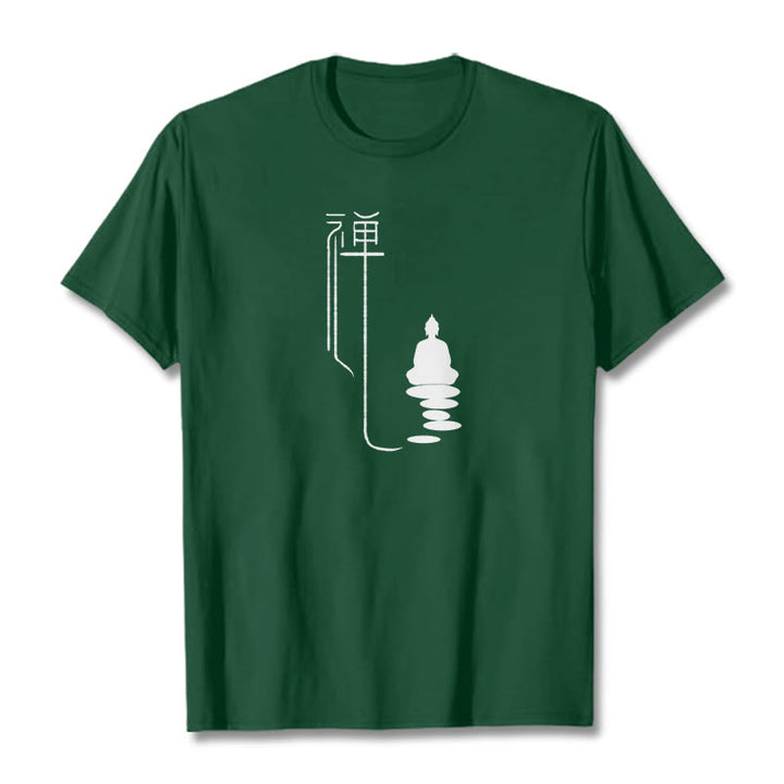 Buddha Stones禅仏Tシャツ - フォレストグリーン - 2XL - image 3
