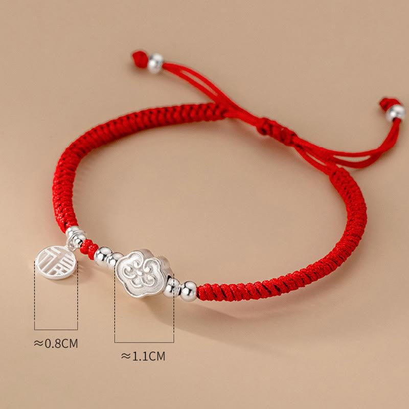 Buddha Stonesハンドメイド925スターリングシルバーフーキャラクター縁起の良い雲の祝福編みロープブレスレット - image 4