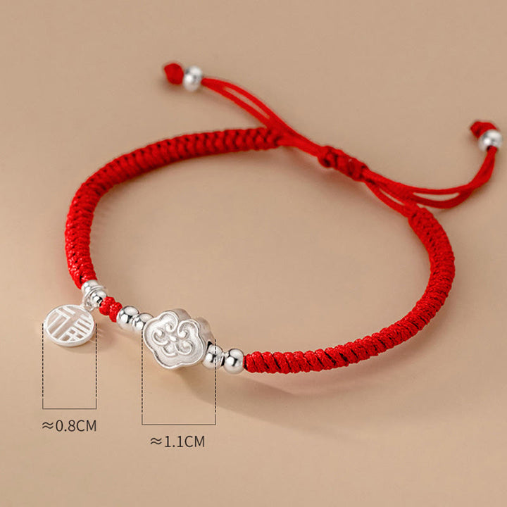 Buddha Stonesハンドメイド925スターリングシルバーフーキャラクター縁起の良い雲の祝福編みロープブレスレット - image 4