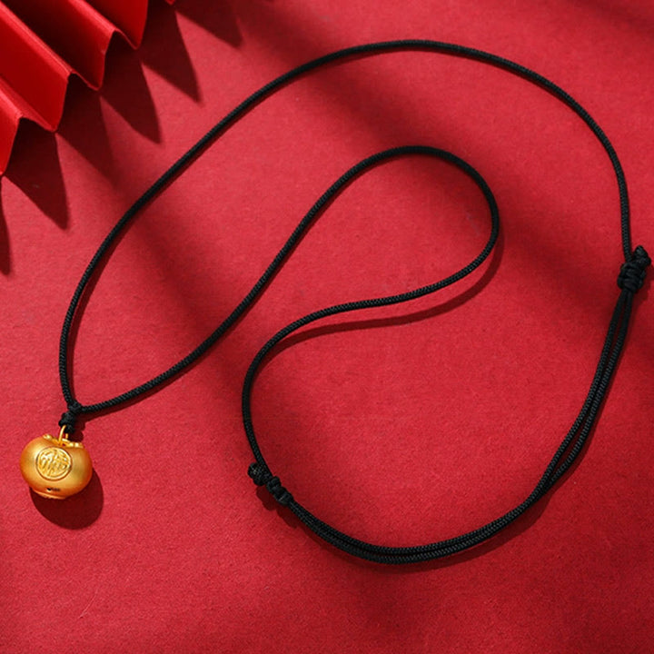 Buddha Stones999ゴールドフーキャラクターウィッシュロックパターン幸運ロープネックレスペンダント - image 7