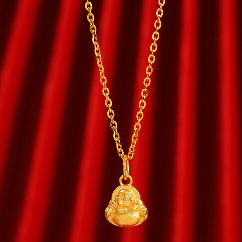 Buddha Stones999ゴールド ミニ 笑う仏陀 幸運 富 ネックレス ペンダント - 超ミニ笑い仏(金色 約0.96g) - ゴールドチェーン付き(金 約3.35g) - image 6