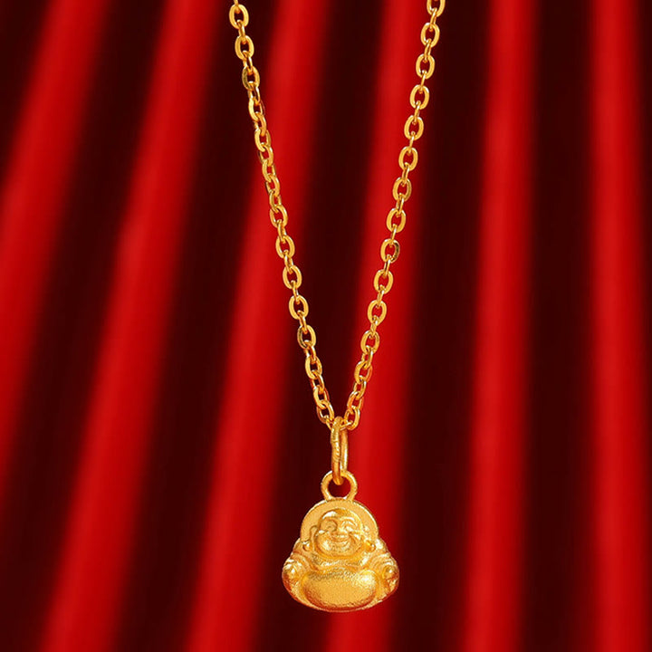 Buddha Stones999ゴールド ミニ 笑う仏陀 幸運 富 ネックレス ペンダント - 超ミニ笑い仏(金色 約0.96g) - ゴールドチェーン付き(金 約3.35g) - image 6