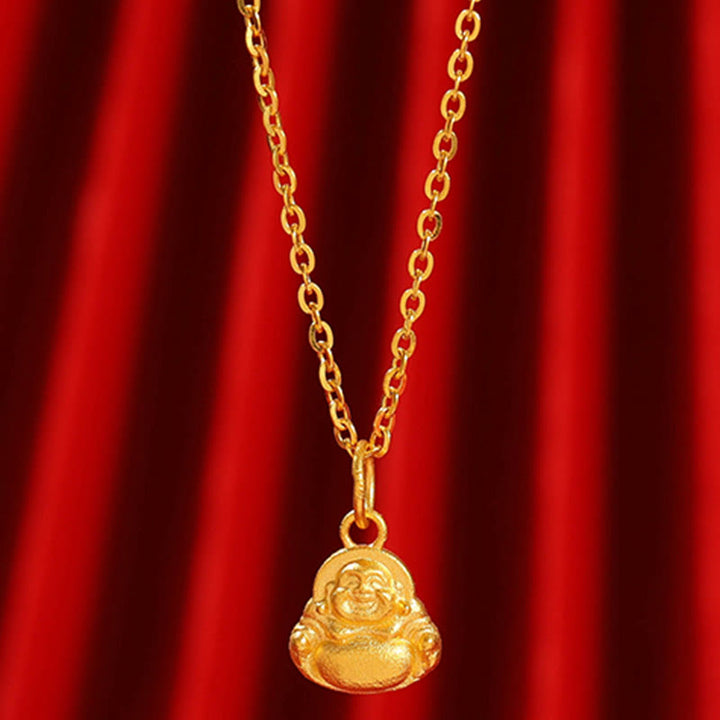 Buddha Stones999ゴールド ミニ 笑う仏陀 幸運 富 ネックレス ペンダント - ミニ笑い仏(金色 約1.22g) - ゴールドチェーン付き(金 約3.35g) - image 8