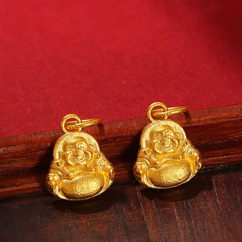 Buddha Stones999ゴールド ミニ 笑う仏陀 幸運 富 ネックレス ペンダント - image 0
