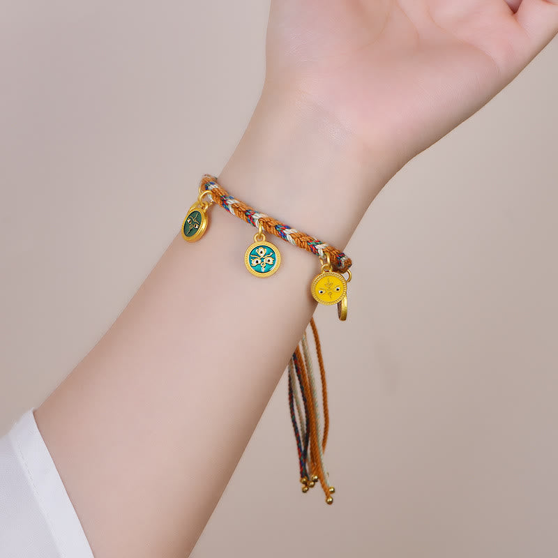 Buddha Stones手作り チベット 多色ロープ 五大富豪 幸運のブレスレット