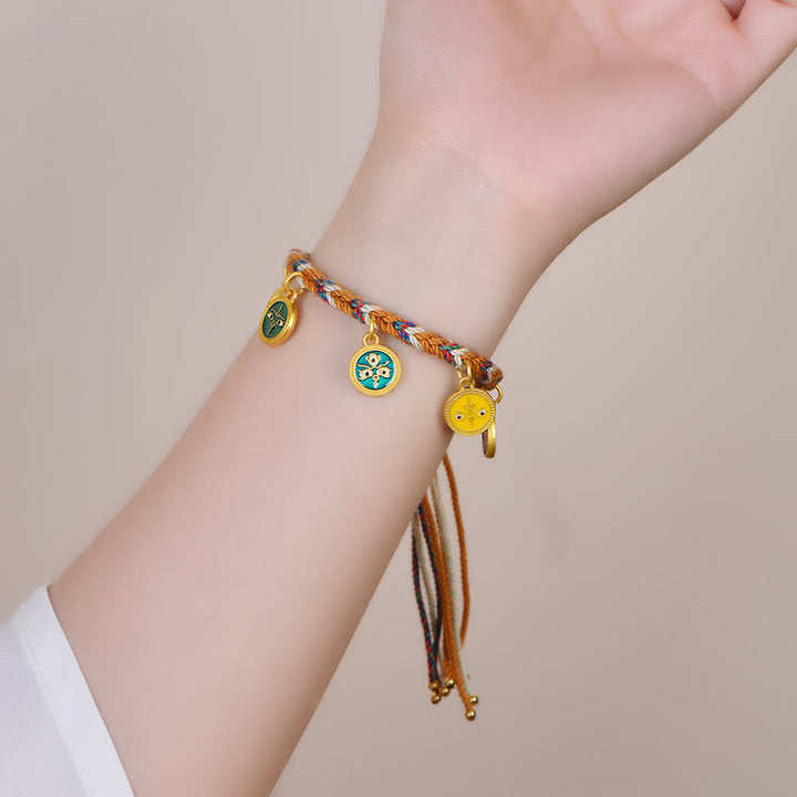 Buddha Stones手作り チベット 多色ロープ 五大富豪 幸運のブレスレット