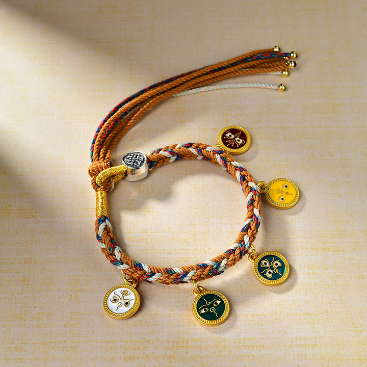 Buddha Stones手作り チベット 多色ロープ 五大富豪 幸運のブレスレット