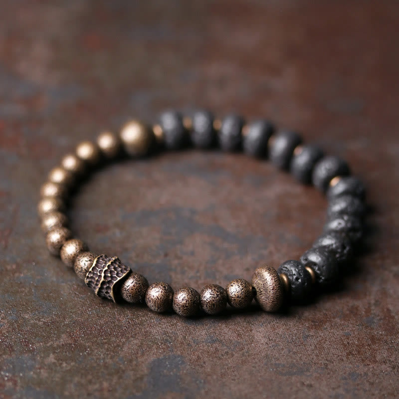 Buddha Stones溶岩ビーズ 負のエネルギーを吸収する銅ブレスレット