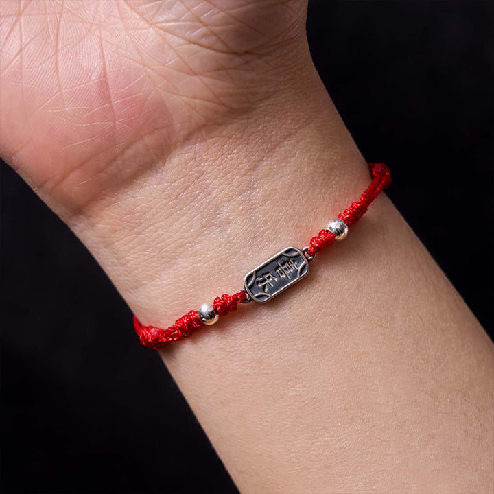 Buddha Stonesハンドメイド 925 スターリングシルバー 平和と喜び 安全と幸福の守り 編み込みブレスレット