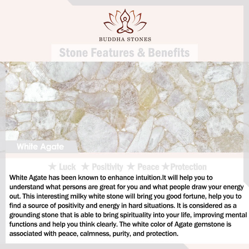 Buddha Stonesホワイトアゲートパール 18ビーズ バランス 幸運ブレスレット