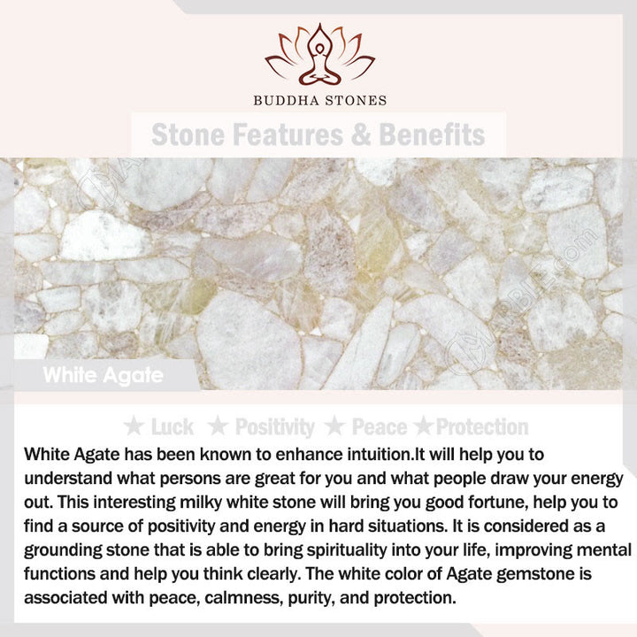 Buddha Stonesホワイトアゲートパール 18ビーズ バランス 幸運ブレスレット