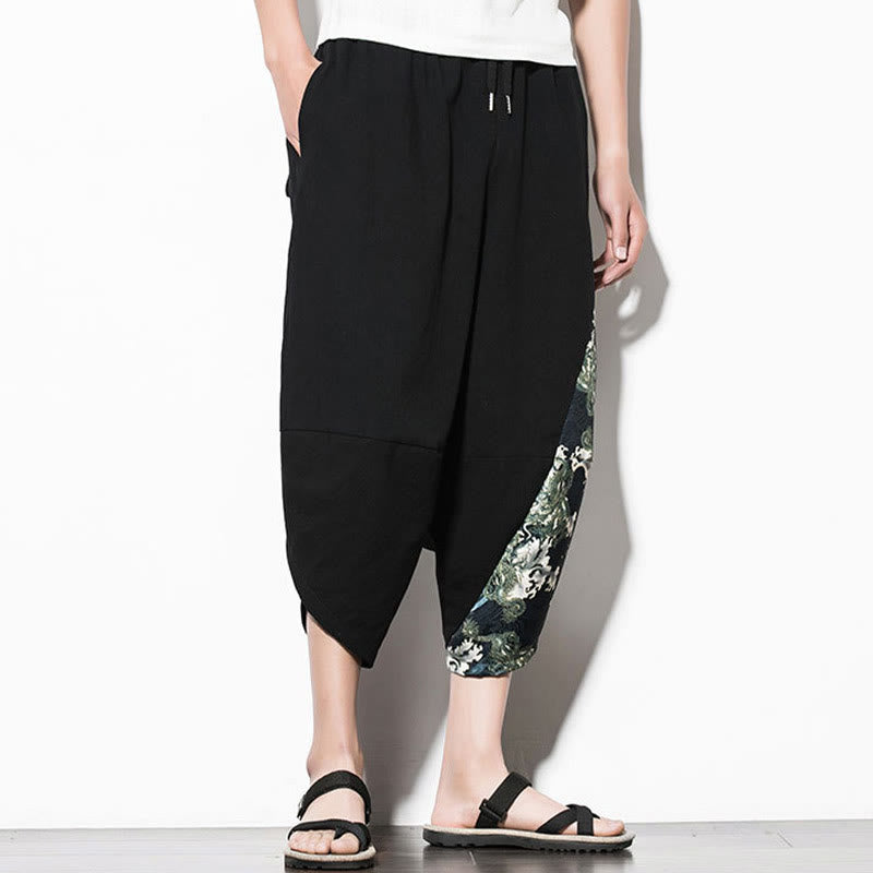 Buddha Stonesグリーンウェーブプリント コットン メンズ クロップド ハーレムパンツ ポケット付き - image 5