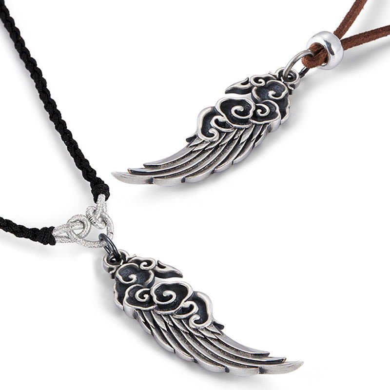Buddha Stones925スターリングシルバー 縁起の良い雲の翼 コットンロープ 鹿革ロープネックレスペンダント - image 10