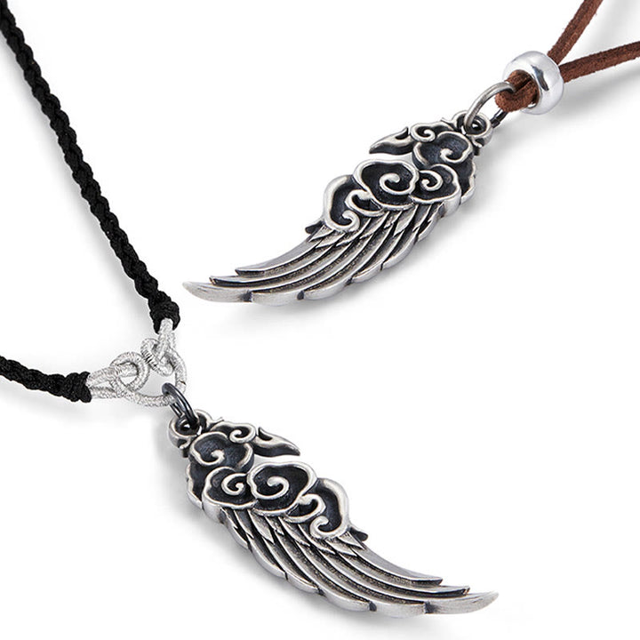 Buddha Stones925スターリングシルバー 縁起の良い雲の翼 コットンロープ 鹿革ロープネックレスペンダント - image 10