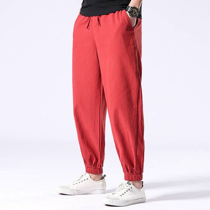 Buddha Stonesの白鶴刺繍デザイン ドローストリング メンズ ハーレムパンツ ポケット付き - image 14