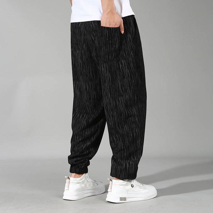 Buddha Stonesプラスサイズ 夏 無地デザイン ドローストリング メンズ ストレートレッグパンツ ポケット付き - image 2