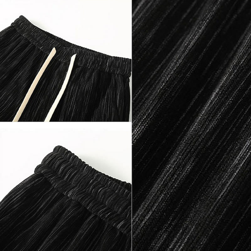 Buddha Stonesプラスサイズ 夏 無地デザイン ドローストリング メンズ ストレートレッグパンツ ポケット付き - image 4