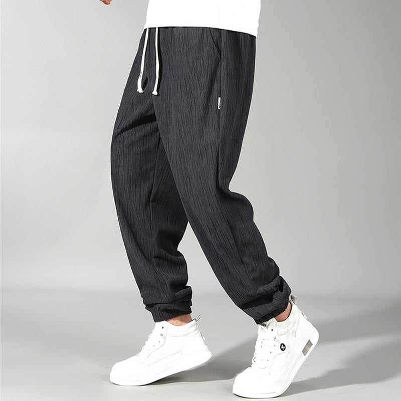 Buddha Stonesプラスサイズ 夏 無地デザイン ドローストリング メンズ ストレートレッグパンツ ポケット付き - ライトグレー - US-7XL、 UK/AU62、EU72(12XL) - image 13