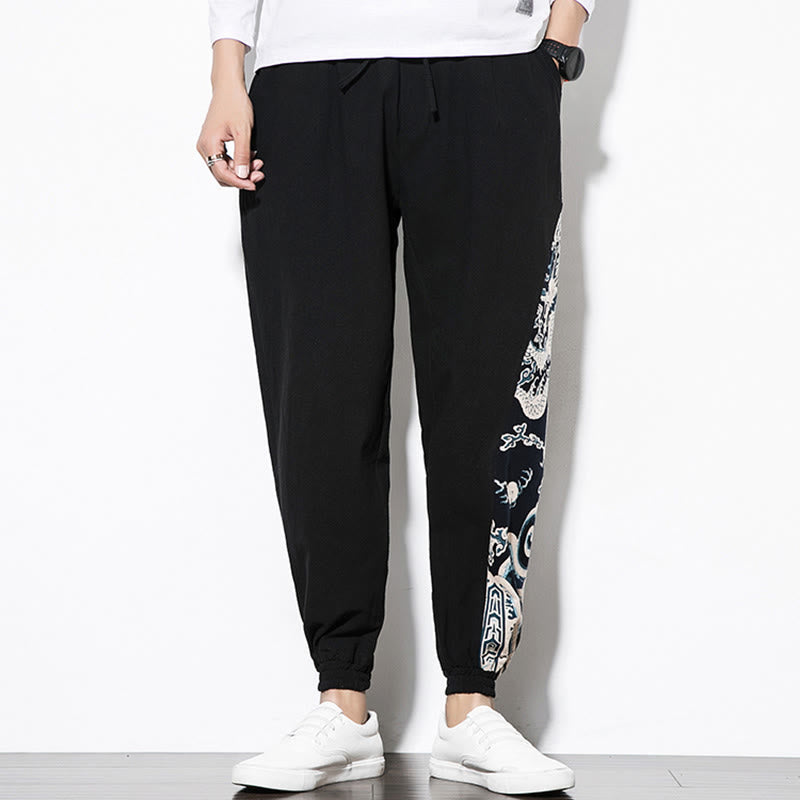 Buddha Stones夏 ドラゴンウェーブ コットン メンズ ポケット付きパンツ - image 10