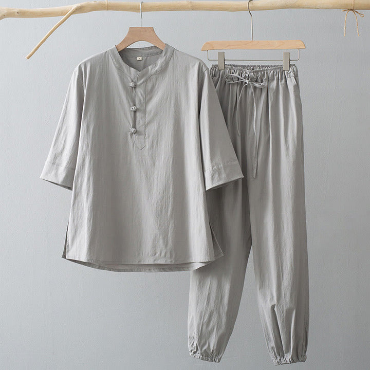 Buddha Stonesフロッグボタン 七分袖シャツパンツ メンズスーツ - ゲインズボロシャツ&ゲインズボロパンツ - US/UK/AU44、 EU54 (4XL) - image 2