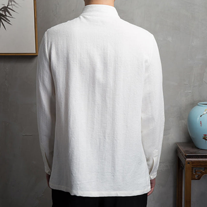 Buddha Stones無地中国唐装コットンリネンジャケットメンズ服 - image 6