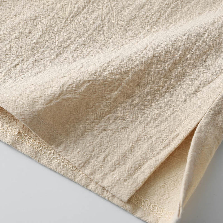 Buddha Stones無地長袖ボタンシャツコットンリネンメンズ服 - image 9