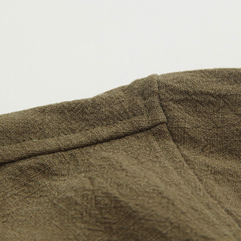 Buddha Stones唐蛙ボタン長袖シャツ コットンリネン メンズ服 - image 20