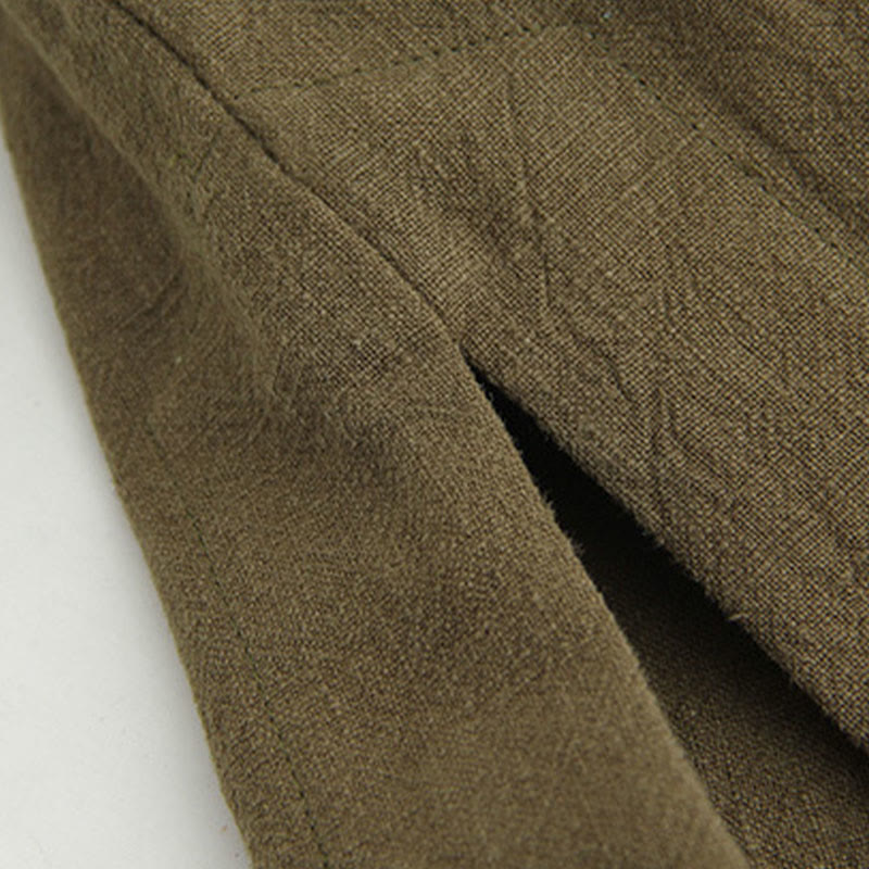 Buddha Stones唐蛙ボタン長袖シャツ コットンリネン メンズ服 - image 17