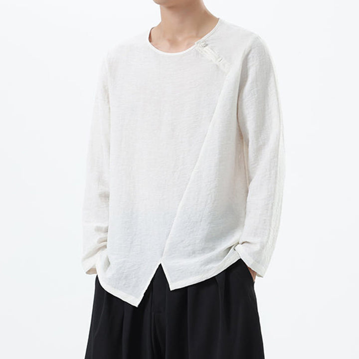 Buddha Stonesメンズ 長袖 ラウンドカラー コンフォート コットンリネン シャツ - image 11