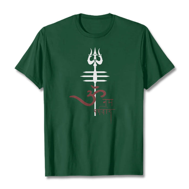 Buddha Stones OM NAMAH SHIVAYA トライデント コットン ティー Tシャツ - フォレストグリーン - 2XL - image 8