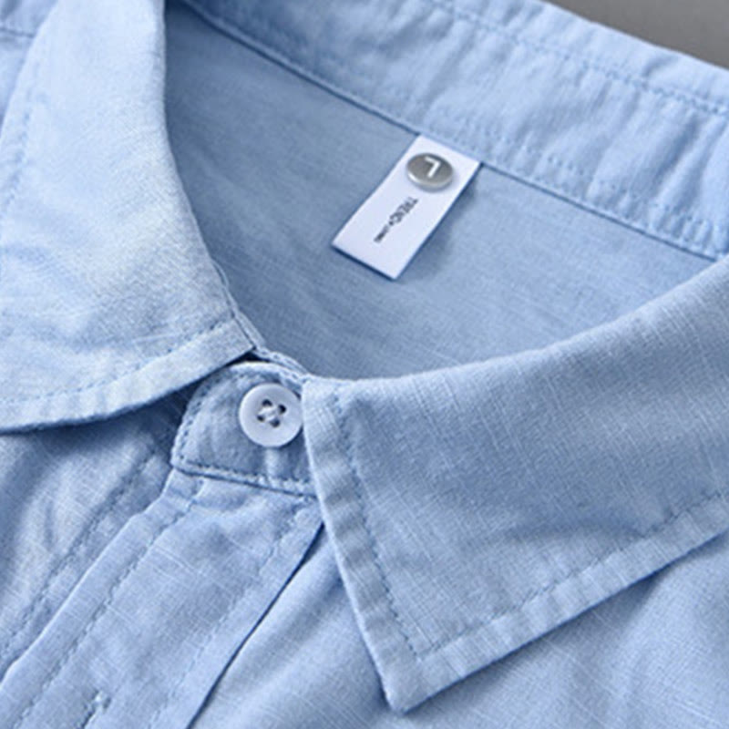 Buddha Stonesメンズ 長袖 ターンダウンカラー ポケット付き 純色 快適コットンシャツ - image 18