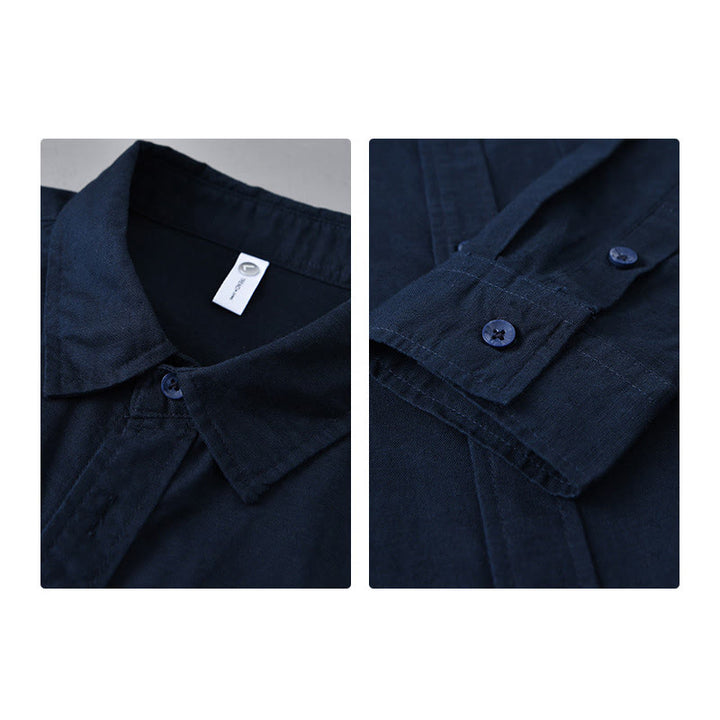 Buddha Stonesメンズ 長袖 ターンダウンカラー ポケット付き 純色 快適コットンシャツ - image 40