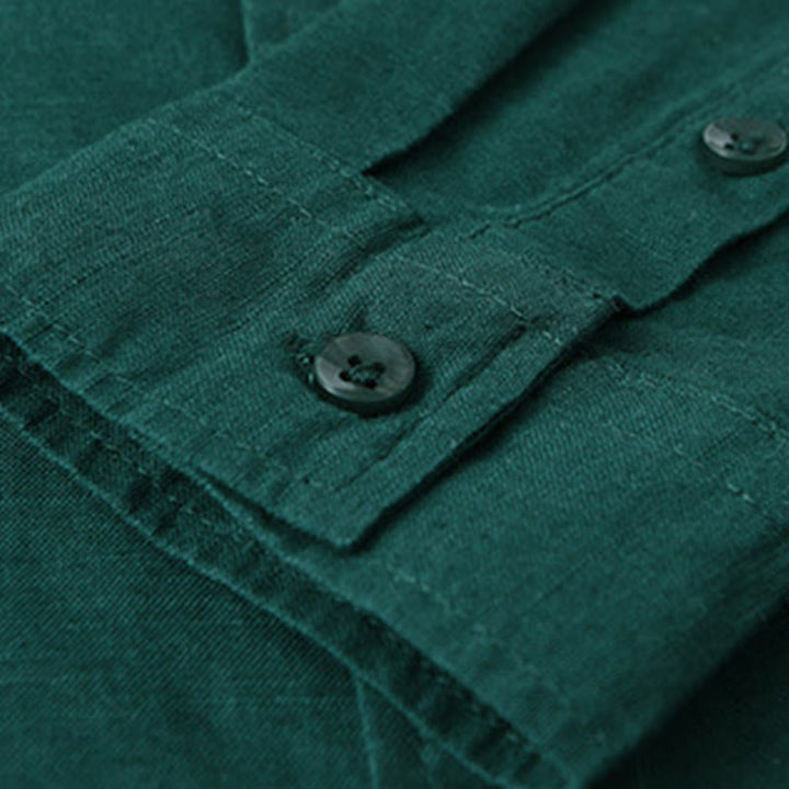 Buddha Stonesメンズ 長袖 ターンダウンカラー ポケット付き 純色 快適コットンシャツ - image 27