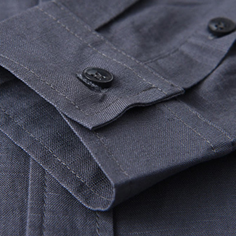 Buddha Stonesメンズ 長袖 ターンダウンカラー ポケット付き 純色 快適コットンシャツ - image 31