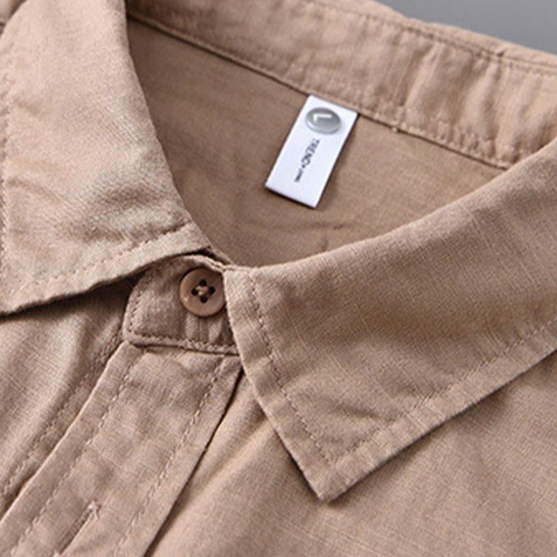 Buddha Stonesメンズ 長袖 ターンダウンカラー ポケット付き 純色 快適コットンシャツ - image 22