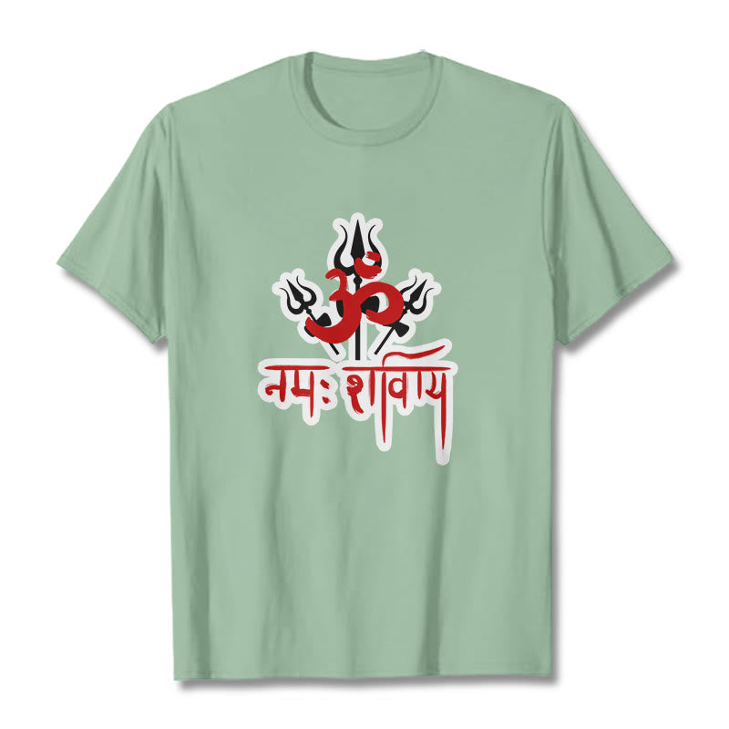 Buddha StonesOM NAMAH SHIVAYA 三つの三叉槍 コットンTシャツ - ペールグリーン - 2XL - image 16