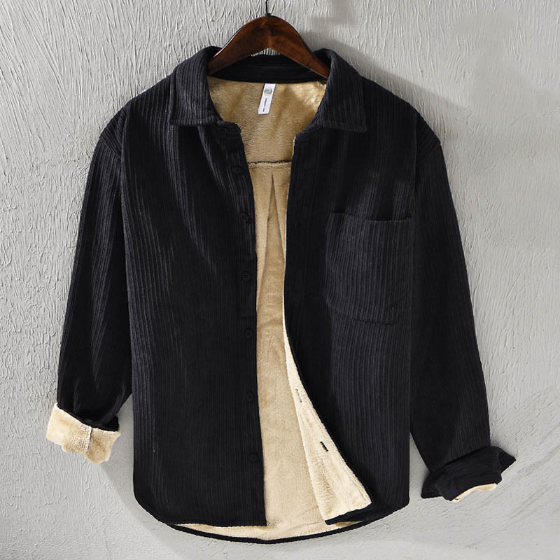 Buddha Stonesメンズ 長袖 フリース 裏地 ポケット付き コーデュロイ 快適シャツ - 黒 - US/UK/AU42、 EU52 (3XL) - image 17