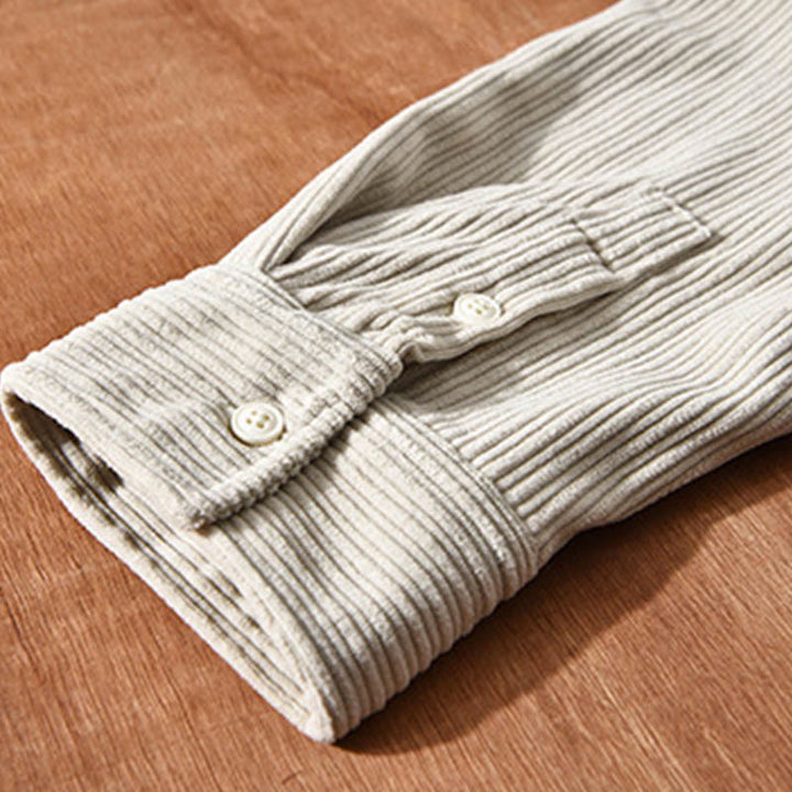 Buddha Stonesメンズ 長袖 フリース 裏地 ポケット付き コーデュロイ 快適シャツ - image 7