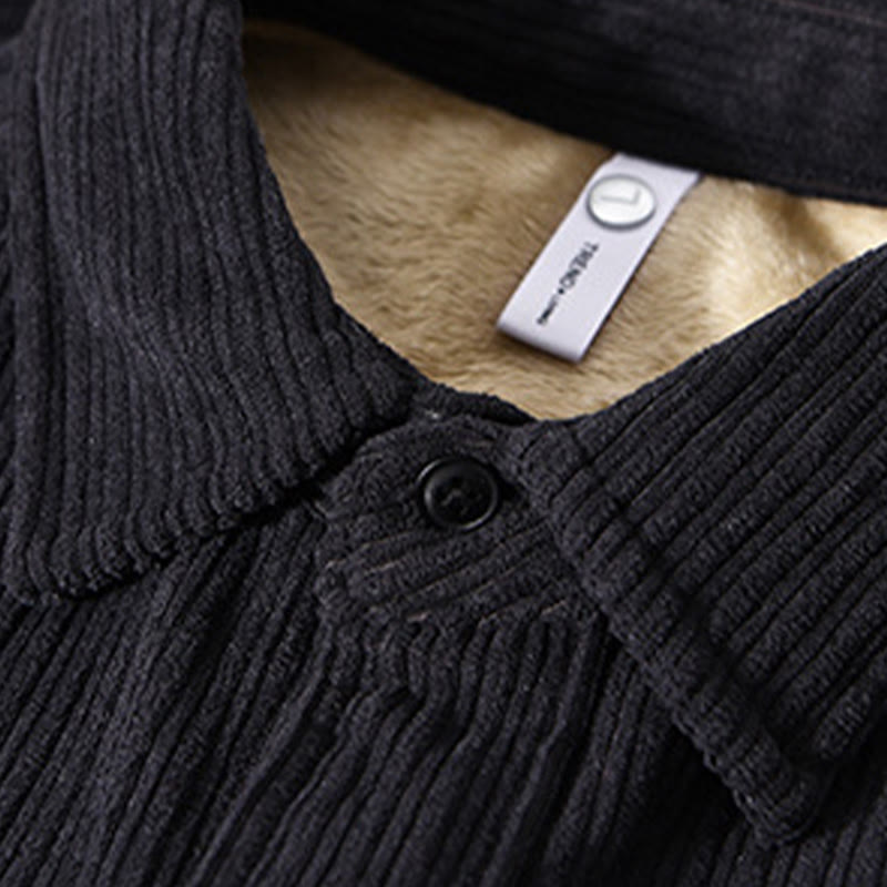 Buddha Stonesメンズ 長袖 フリース 裏地 ポケット付き コーデュロイ 快適シャツ - image 19