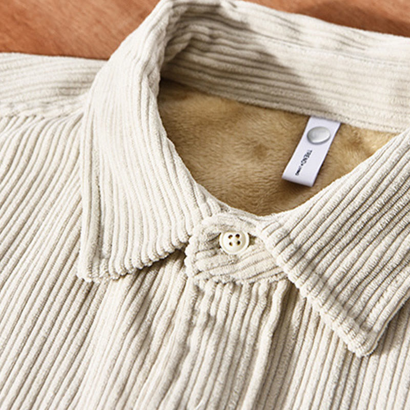 Buddha Stonesメンズ 長袖 フリース 裏地 ポケット付き コーデュロイ 快適シャツ - image 3