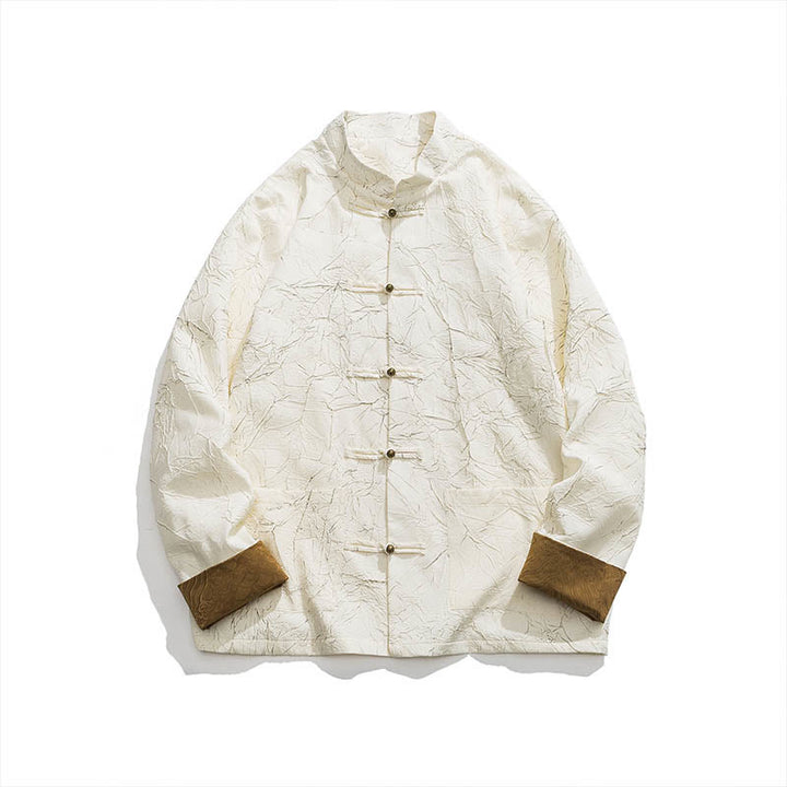 Buddha Stones唐装カジュアルフロッグボタン長袖ナイロンメンズジャケットシャツ衣類 - image 18