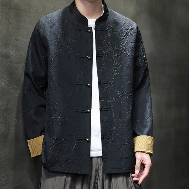 Buddha Stones唐装カジュアルフロッグボタン長袖ナイロンメンズジャケットシャツ衣類 - image 7