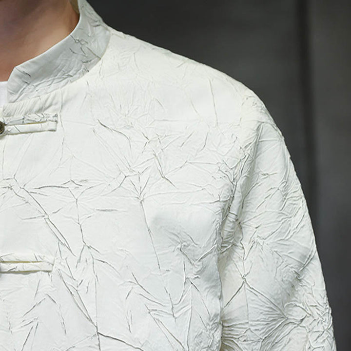 Buddha Stones唐装カジュアルフロッグボタン長袖ナイロンメンズジャケットシャツ衣類 - image 12