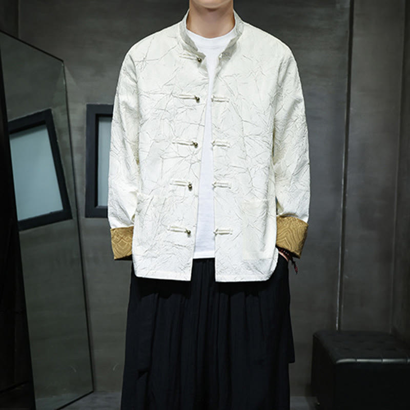 Buddha Stones唐装カジュアルフロッグボタン長袖ナイロンメンズジャケットシャツ衣類 - image 10