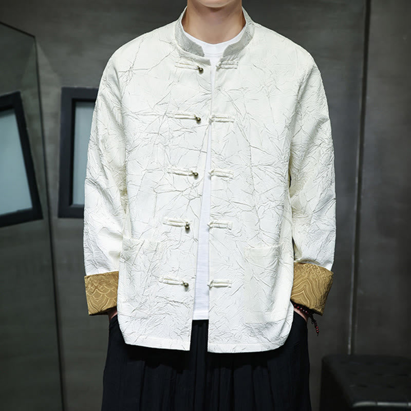 Buddha Stones唐装カジュアルフロッグボタン長袖ナイロンメンズジャケットシャツ衣類 - image 14