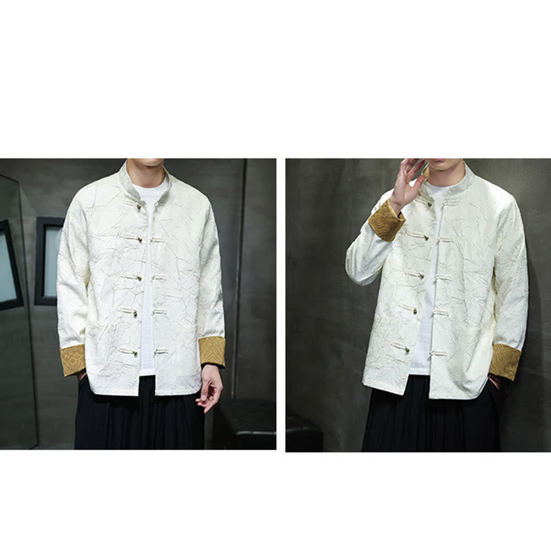 Buddha Stones唐装カジュアルフロッグボタン長袖ナイロンメンズジャケットシャツ衣類 - image 17