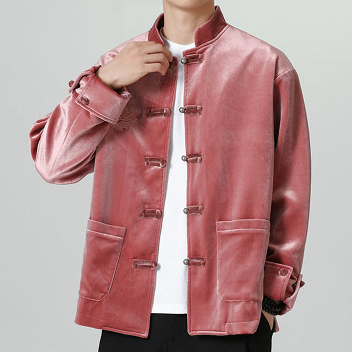 Buddha Stones刺繍ドラゴンカジュアルフロッグボタンコットンメンズジャケットシャツ服 - image 3