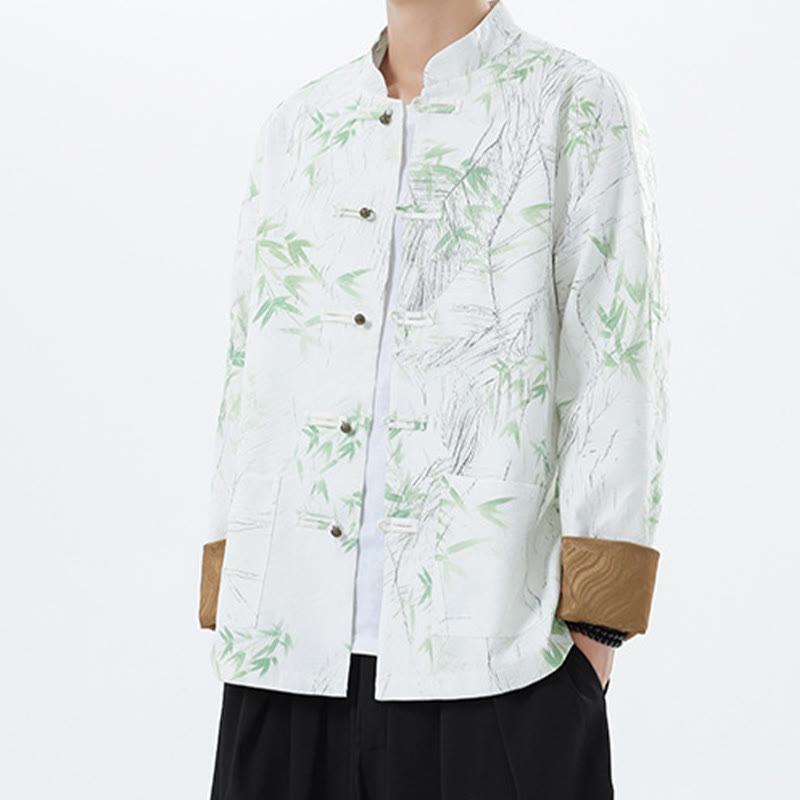 Buddha Stonesプリント竹カジュアルフロッグボタンスパンデックスメンズジャケットシャツ服 - image 22